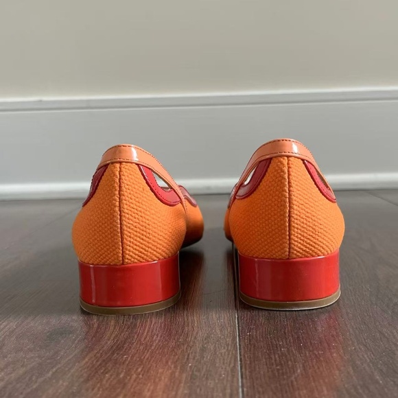Prada Pink Orange Pumps Flats Vero Cuoio Size 7.5/37.5 - Picture 7 of 7